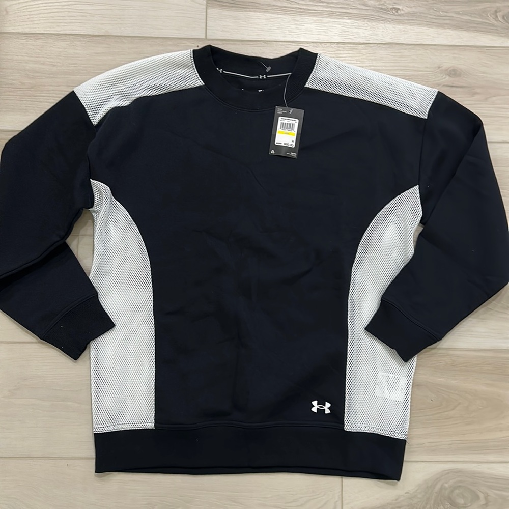 Under Armour Women’s Black Mesh Crewneck Sweatshirt sz M NWT